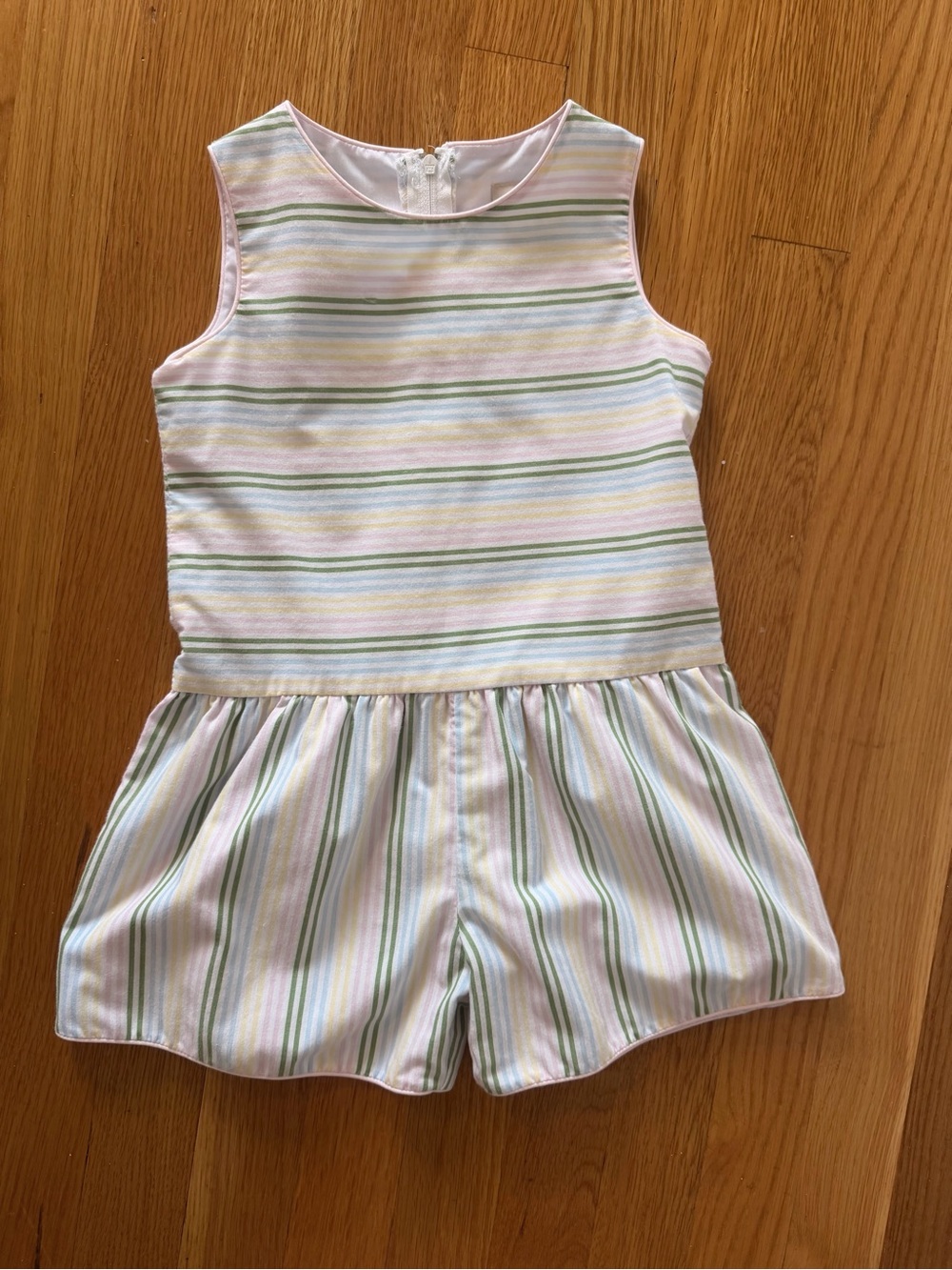 The Beaufort Bonnet Company Pastel Stripe Girls' Romper in Pink, Green, Blue